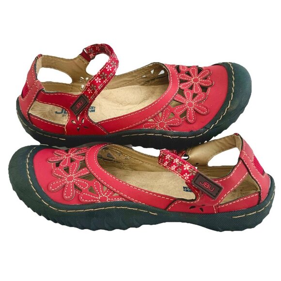 JBU Jambu Wildflower Mary Jane Flats Women Sz 7.5M Memory Foam Red Comfort - Picture 6 of 10